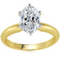 Oval shape lab grown diamond look alternative cubic zirconia classic solitaire engagement ring in 14k yellow gold.