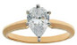 Pear shape cubic zirconia lab created diamond alternative 6 prong classic solitaire engagement ring in 14k yellow gold.