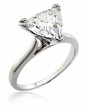 Trillion triangle laboratory grown diamond look cubic zirconia cathedral solitaire engagement ring in 14k white gold.