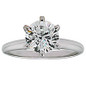 Round six prong lab grown diamond alternative cubic zirconia tiffany style solitaire engagement ring in platinum.