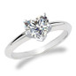 Heart shape lab grown diamond simulant cubic zirconia classic solitaire engagement ring in 14k white gold.