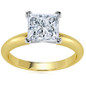 Princess cut square lab created diamond look cubic zirconia classic solitaire engagement ring in 14k yellow gold.