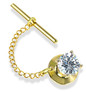 Classic Men's 1 Carat Round Tie Tack with a 6.5mm lab grown diamond quality cubic zirconia in 14k yellow gold.