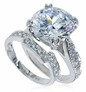 Winston 4 Carat Cathedral Round Bridal Set with lab grown diamond simulant cubic zirconia in 14k white gold.