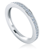 Wedding Band with laboratory grown diamond alternative cubic zirconia in 14k white gold.