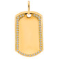 Pave Dog Tag Pendant with lab grown diamond grown cubic zirconia in 14k yellow gold.