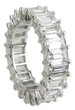 Emerald step cut prong set lab grown diamond lookcubic zirconia eternity band in 14k white gold.