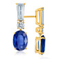 Vail 2.5 carat man made sapphire oval baguette round lab grown diamond look cubic zirconia drop earrings in 14k yellow gold.