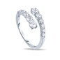 Miranda graduated round laboratory grown diamond look cubic zirconia bypass band in platinum.