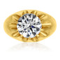 Lady gypsy claw 3 carat round laboratory grown diamond simulant cubic zirconia solitaire ring in 14k yellow gold.