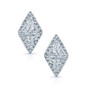 Magna double trillion triangle lab grown diamond alternative cubic zirconia halo earrings in 14k white gold.