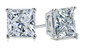 Princess cut 1.5 carat lab grown diamond simulant cubic zirconia stud earrings in 18k white gold with threaded posts and screw-backs.