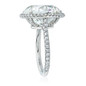 Ovazzio Oval laboratory grown diamond simulant cubic zirconia halo pave ring in platinum.