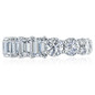 Alternity .25 carat round and emerald step cut lab grown diamond look cubic zirconia eternity band in platinum.