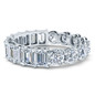 Alternity .25 carat round and emerald step cut lab grown diamond quality cubic zirconia eternity band in 14k white gold.