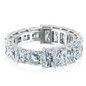 Alternity .50 carat asscher cut and emerald radiant cut laboratory grown diamond quality cubic zirconia eternity band in platinum.