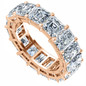 Alternity .75 carat asscher cut and emerald radiant cut lab grown diamond quality cubic zirconia eternity band in 14k rose gold.