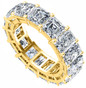 Alternity .75 carat asscher cut and emerald radiant cut laboratory grown diamond simulant cubic zirconia eternity band in 18k yellow gold.
