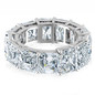 Alternity 1 carat asscher cut and emerald radiant cut lab grown diamond look cubic zirconia eternity band in 14k white gold.