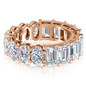 Alternity .50 carat oval and emerald step cut lab grown diamond simulant cubic zirconia eternity band in 14k rose gold.