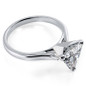 Trillion 3 carat triangle lab grown diamond simulant cubic zirconia cathedral solitaire engagement ring in 14k white gold.