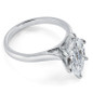 Marquise 2 carat lab grown diamond simulant cathedral solitaire engagement ring in 14k white gold.