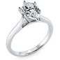 Pear shape 1.5 carat lab grown diamond alternative cubic zirconia cathedral solitaire engagement ring in 14k white gold.