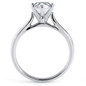 Pear shape 1.5 carat lab grown diamond simulant cubic zirconia cathedral solitaire engagement ring in 14k white gold.