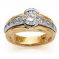 Round 1 Carat Semi Bezel Set Engagement Ring with lab grown diamond simulant cubic zirconia in 14k two tone gold.