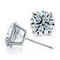 Round 2.5 carat each lab created diamond simulant cubic zirconia four prong basket set stud earrings in 18k white gold.
