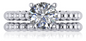 Round 2 Carat Beaded Shank Cathedral Wedding Set with laboratory grown diamond look cubic zirconia in platinum.