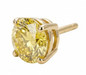 4 carat 11mm round single canary yellow lab grown diamond alternative cubic zirconia basket set earring stud set in 14 karat yellow gold