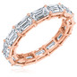 East West .50 Carat Each Horizontal Set Emerald Step Cut Eternity Band in 14K Rose Gold.