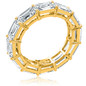 East West .75 Carat Each Horizontal Set Emerald Step Cut Eternity Band in 18K Yellow Gold.
