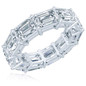 East West 1 Carat Each Horizontal Set Emerald Step Cut Eternity Band in 14K white gold.