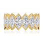 Sauvage .75 carat each marquise vertical semi bezel set lab grown diamond look cubic zirconia eternity band in 18k yellow gold.