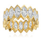 Sauvage 1 carat each marquise vertical semi-bezel set lab grown diamond quality cubic zirconia eternity band in 18k yellow gold.