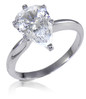 Pear 3 carat grown diamond simulant cubic zirconia classic solitaire engagement ring in 14k white gold.