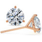 Three prong round Martini style basket set lab-grown diamond stud earrings in 14k rose gold