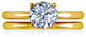 Quatra 1 carat round lab grown cubic zirconia four prong solitaire with matching band wedding set in 14k yellow gold.