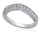 Round Cathedral Milgrain Band with laboratory grown diamond simulant cubic zirconia in 14k white gold.