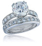 Round 2 Carat Pave Wedding Set with laboratory grown diamond quality cubic zirconia in platinum.