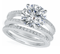 Britney Round Micro Pave Split Shank Wedding Set with lab grown diamond simulant cubic zirconia in platinum.