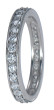 The Bella 1 carat bezel set round lab grown diamond simulant cubic zirconia eternity three ring bridal set in 14k white gold.