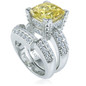 Cushion Cut 5.5 Carat Decadence Wedding Set with lab grown canary yellow diamond alternative cubic zirconia in platinum.