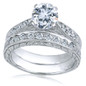 Round 1 Carat Cathedral Engraved Wedding Set with lab grown diamond alternative cubic zirconia in platinum.