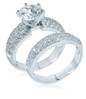 Round 1.5 Carat Wedding Set with simulated laboratory grown diamond alternative cubic zirconia in 14k white gold.