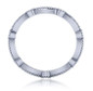 Alternating marquise shaped and round beaded milgrain bezel lab grown diamond simulant cubic zirconia eternity band in platinum.