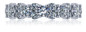 Alternating single and double round prong set lab grown diamond look cubic zirconia eternity band in 18k white gold.