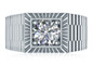 Roland Ribbed 2 Carat Round Halo Mens Ring with lab grown diamond look cubic zirconia in 14k white gold.